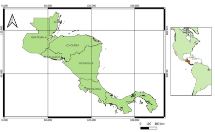 Figure 1 Borders and political division of Central America.