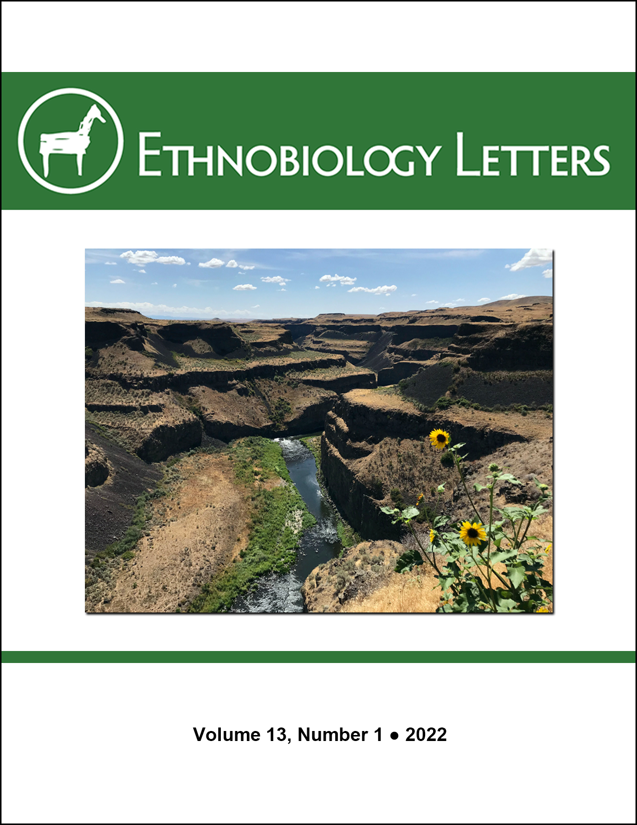 Ethnobiology Letters Cover, Volume 13, Issue 1, 2022